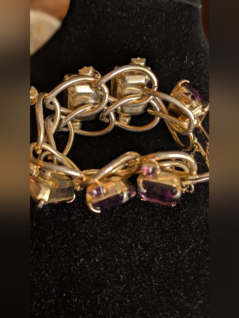 Denbe Chunky Gold -tone Rhinestone bracelet - Picture 12 of 15